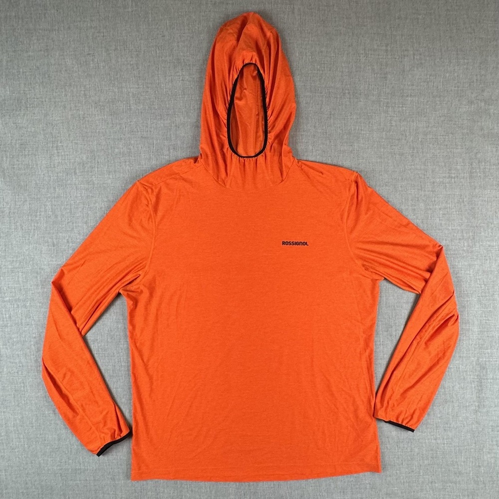 Rossignol Hoodie Mens XL Orange Westweg Sun UPF 50+ Lightweight Long Sleeve Top